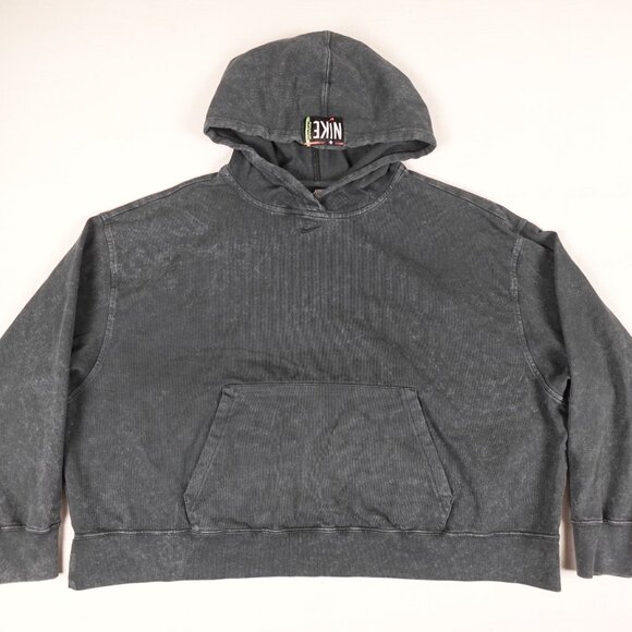 NIKE Stonewash Lightweight Crop Hoodie Women's XL Embroidered Swoosh Neon Logo - Picture 7 of 11